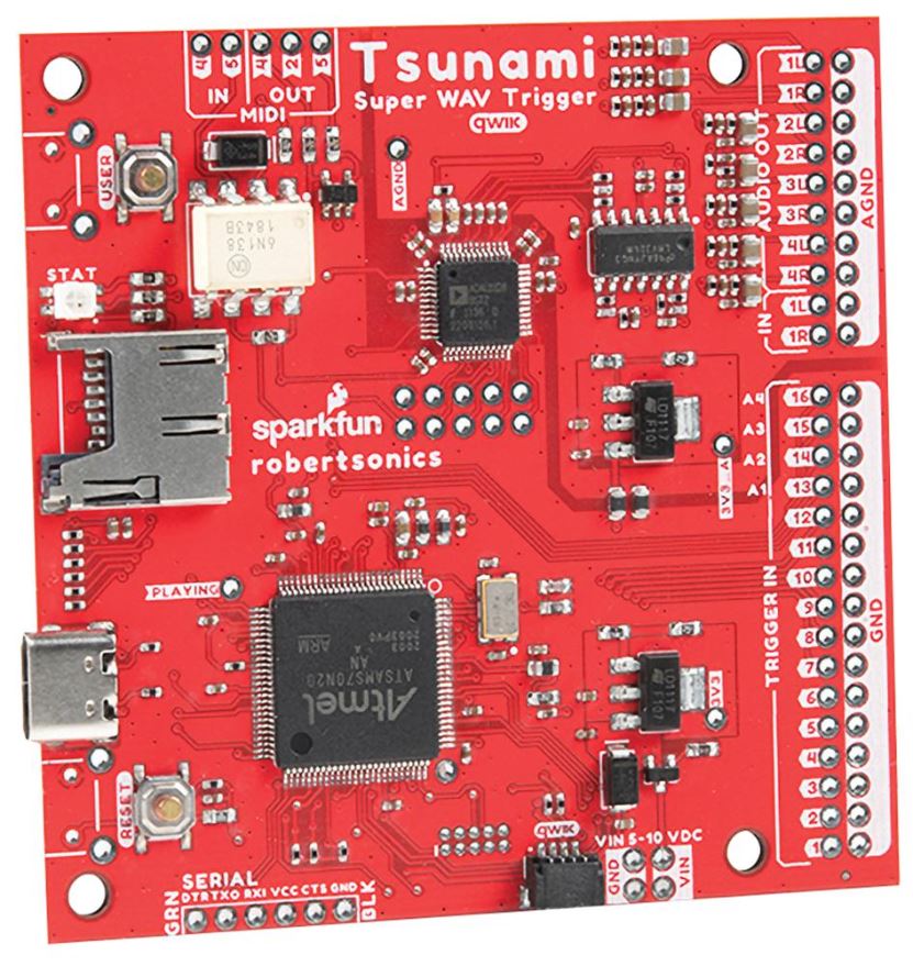 SPARKFUN ELECTRONICS Tsunami Super WAV 트리거 보드 (Qwiic 지원, 8채널 오디오)