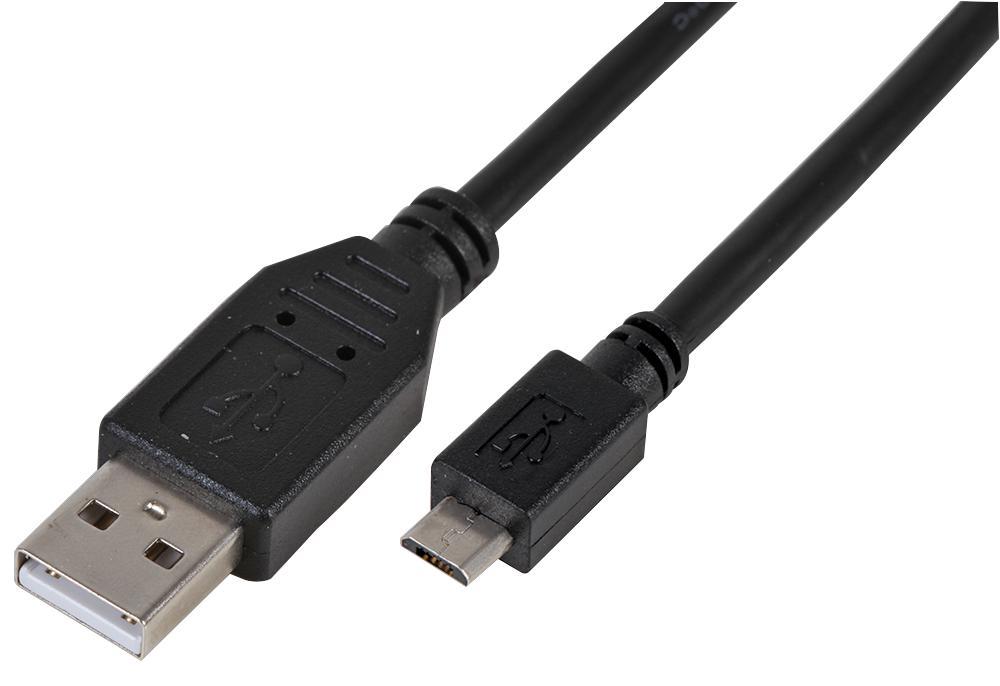PRO SIGNAL - Kabel USB 2.0 Micro B Plug ke A Plug, 2m Hitam