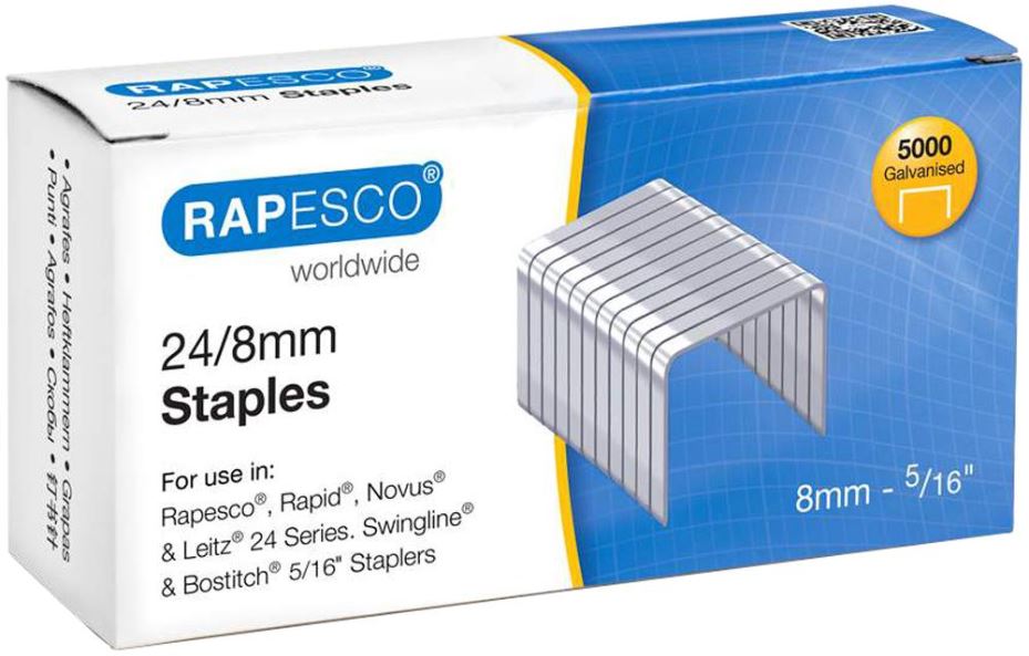RAPESCO - 24/8mm 鍍鋅鋼硬線釘 - 5000粒裝