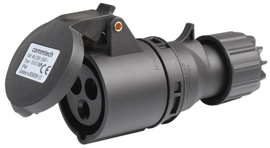 PRO ELEC Prise CEE montage sur câble 16A, 230V 2P+E, IP44 Noir