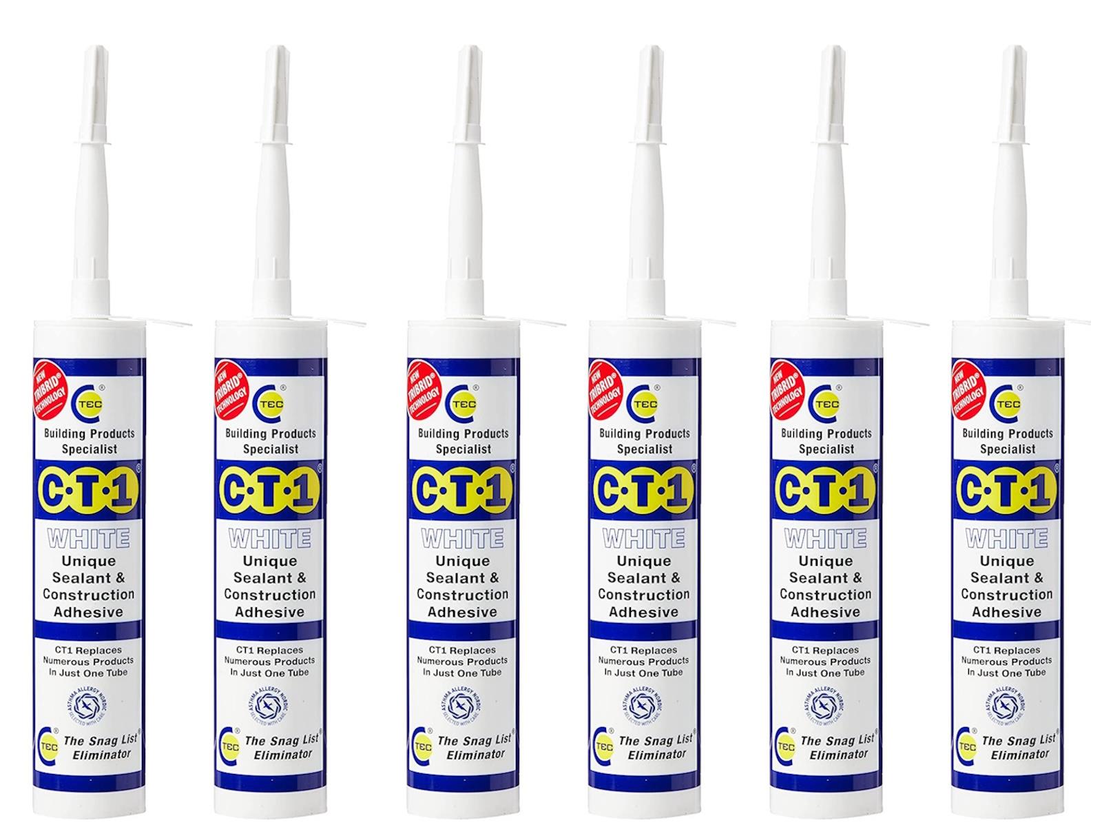 CT1 White Building Sealant & Adhesive, 6-Pack, TRIBRID Technology