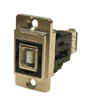 CLIFF ELECTRONIC COMPONENTS - 雙入口USB 2.0 B型插座轉A型插座纖薄穿板連接器 鎳框 CSK孔