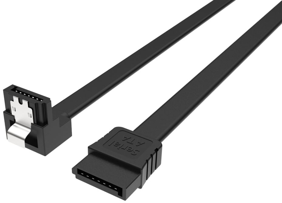AKASA Cavo SATA 3 a Angolo Retto ProSlim, 0.5m Nero