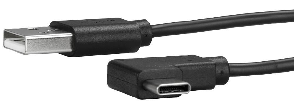 STARTECH Καλώδιο USB-A σε USB-C 2.0, Ορθή Γωνία, 1m, Μαύρο