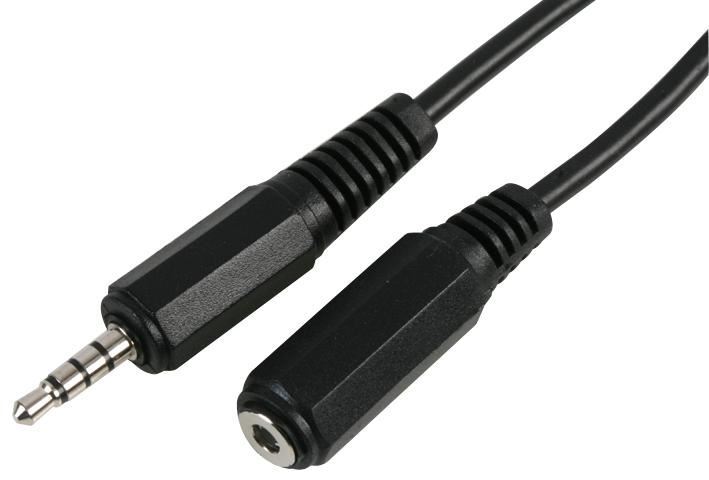 Pro Signal Cavo Jack 3.5mm 4-Poli da Maschio a Femmina, 1m Nero