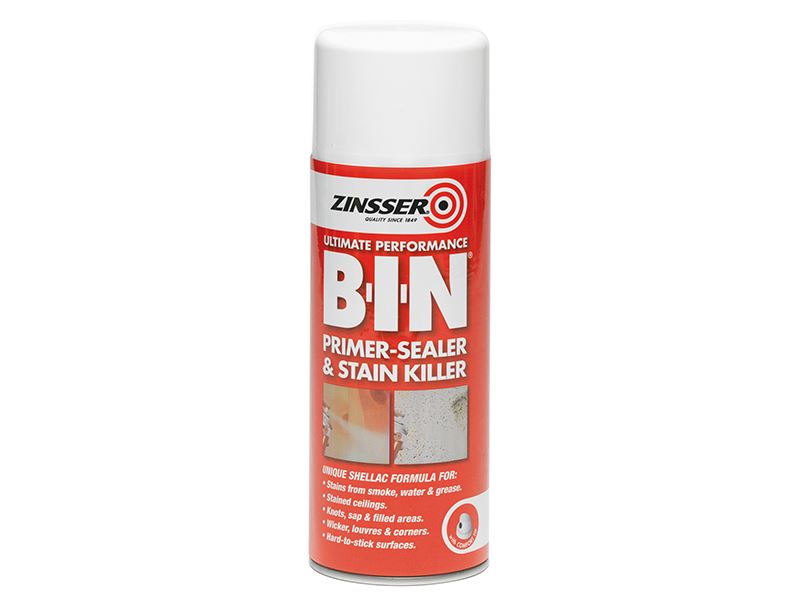 Zinsser B.I.N Primer, Sealer & Stain Killer Aerosol White, 400ml