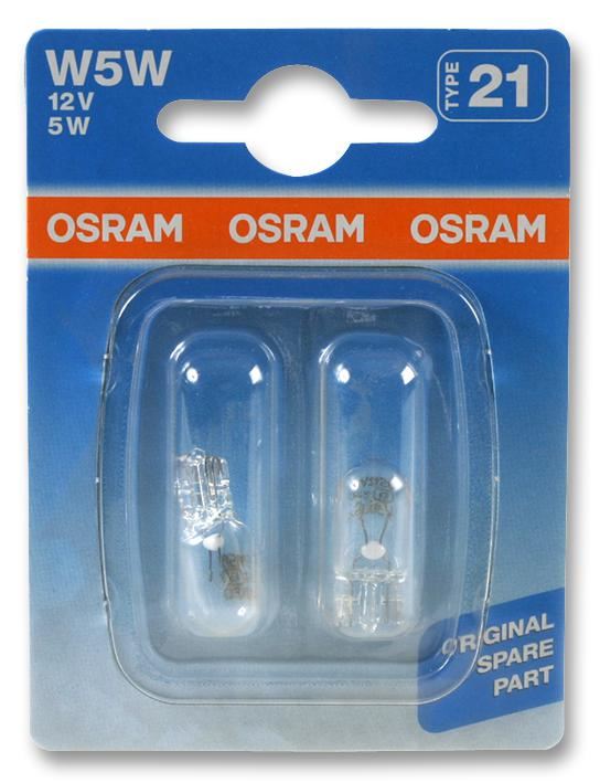 OSRAM Lâmpada para Luz de Marcha/Posicional W5W 12V 5W W2x9.5d (2 Unidades)