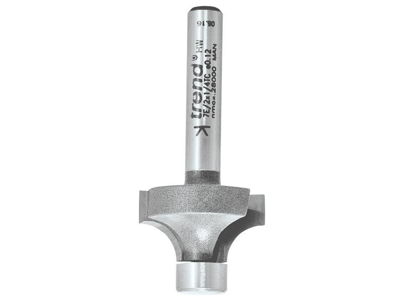 Trend TCT Pin Guided Round Over Cutter, 6.3mm Radius, 1/4in Shank