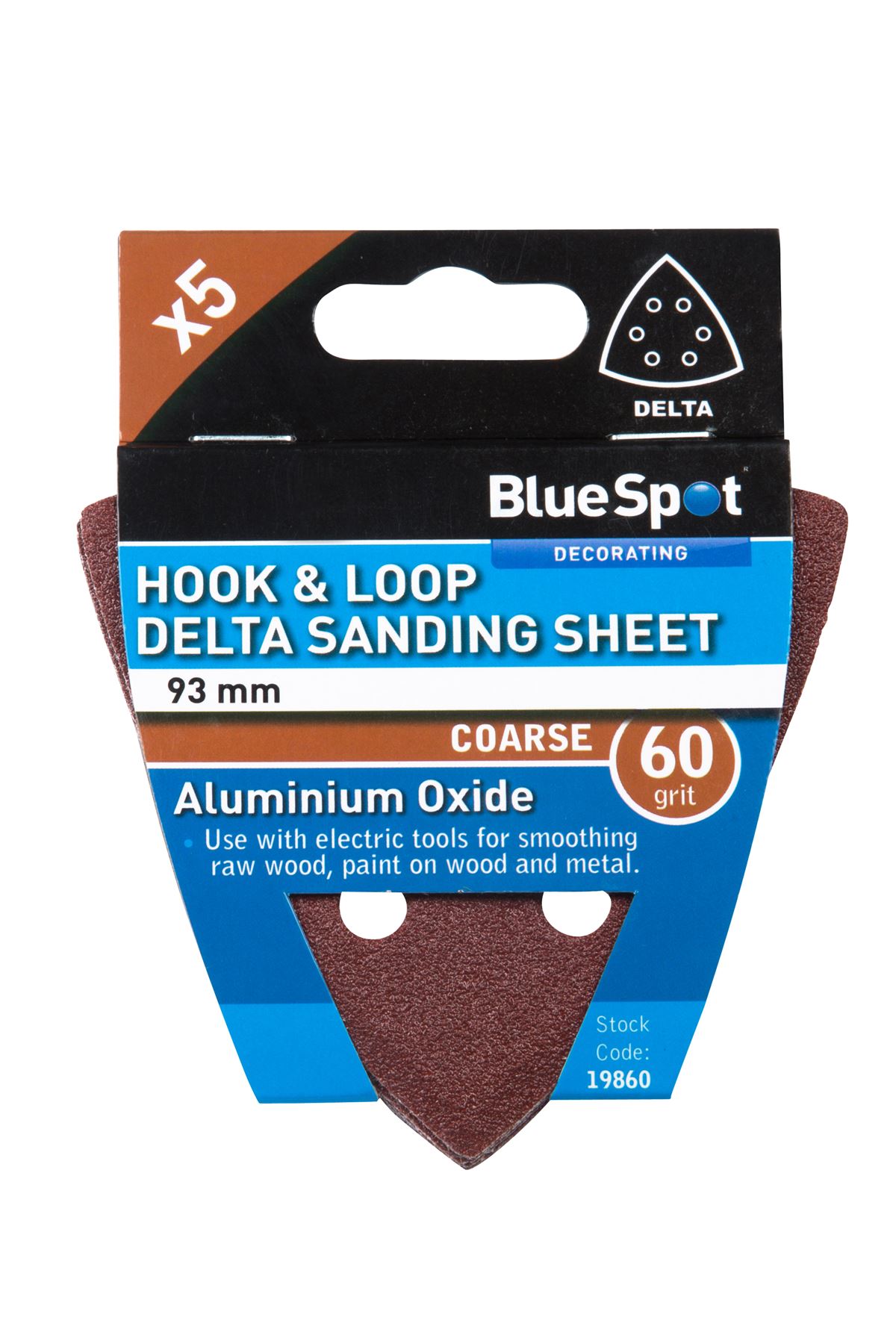 Blue Spot Carte di Levigatura Delta Grana 60, 93mm, Confezione da 5