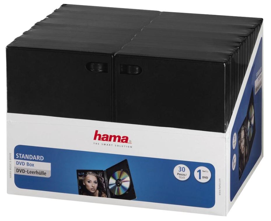 HAMA Boîtiers DVD à capsule, Noir, Lot de 30