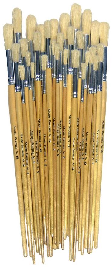 MAJOR BRUSHES Varkenshaar Verfkwasten Set, Houten Handvat, 30-Delige Set