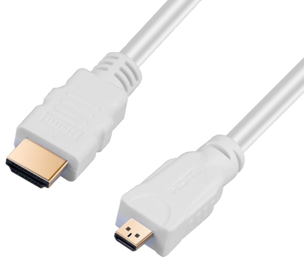 PRO SIGNAL Cable HDMI 4K UHD Micro D a Estándar, Blanco, 1m