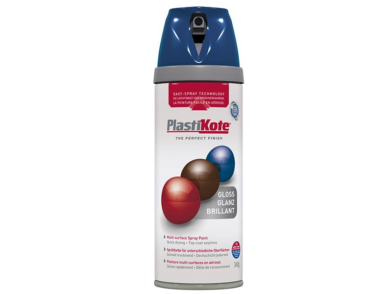 PlastiKote Twist & Spray Snas Gorm Ríoga Péint, 400ml