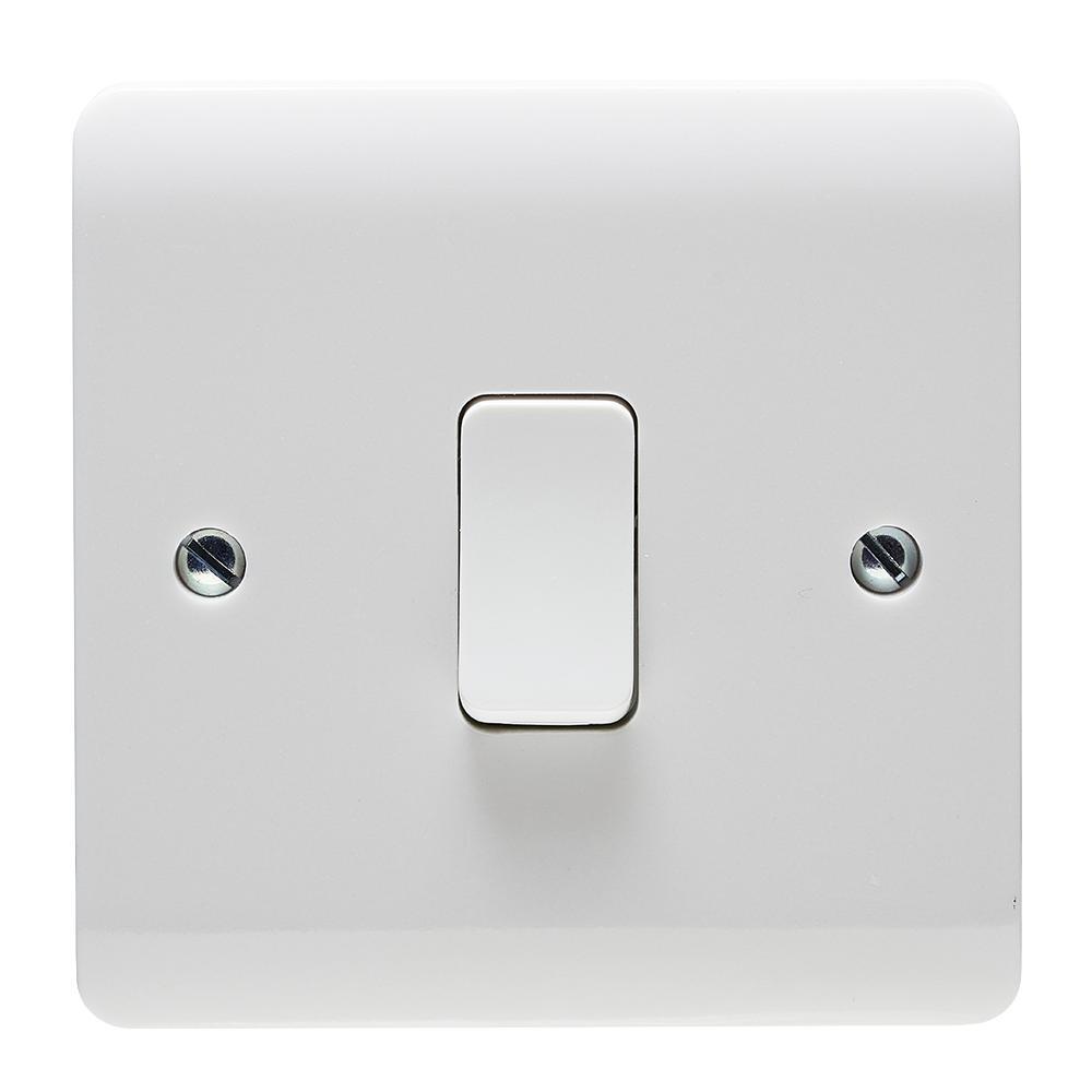 Crabtree Instinct 1 Gang 2 Way Wall Switch, 10AX, White