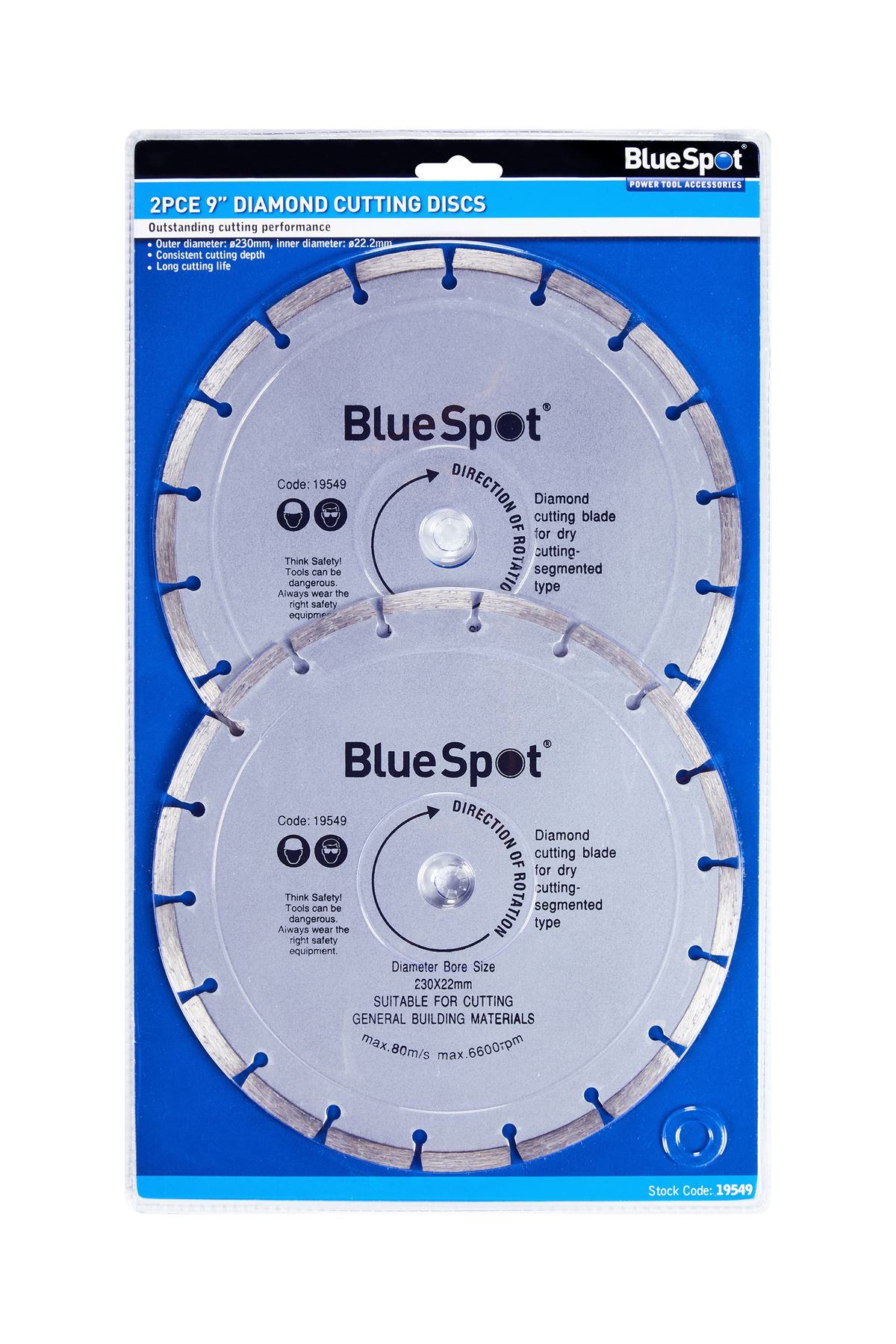 Blue Spot Tools - 2er Set Diamant-Trockenschneidscheiben 230mm (9 Zoll) segment