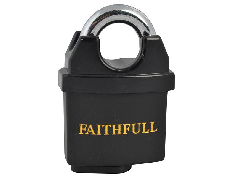 Faithfull Visací zámek s PVC povrchovou úpravou, mosazný, 50mm