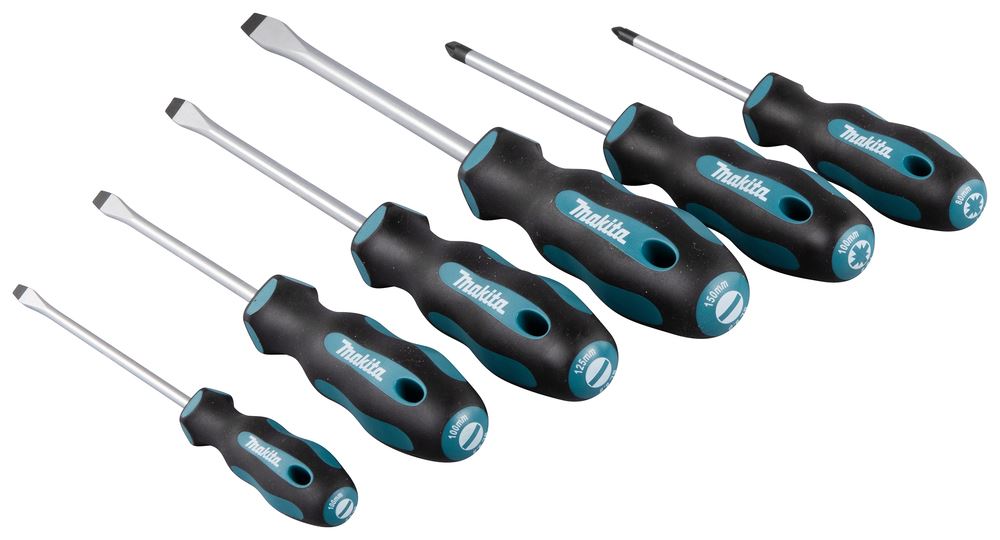 Makita E-10512 6-delige schroevendraaierset met sleuf en kruiskop (magnetisch)