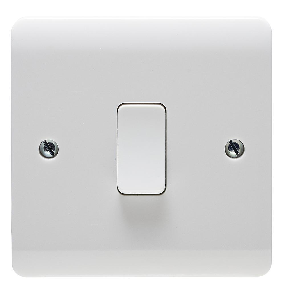 Crabtree Instinct 1 Gang 1 Way Wall Switch, 10A, White