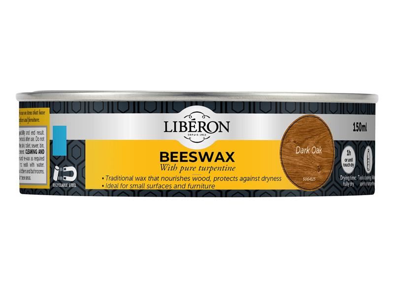 Pâte à la cire d'abeille sombre Liberon pour bois, 150 ml