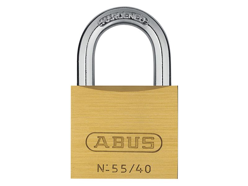 ABUS 55/40mm Brass Padlock - Anti-Pick, Hardened Steel Shackle, Carded