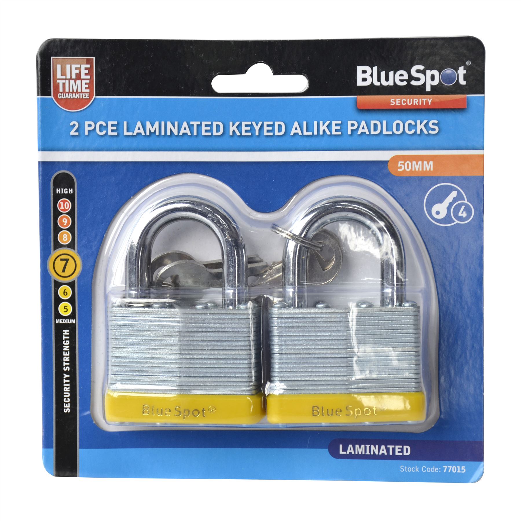 Blue Spot 50mm Identieke Hangsloten, 2-Pack