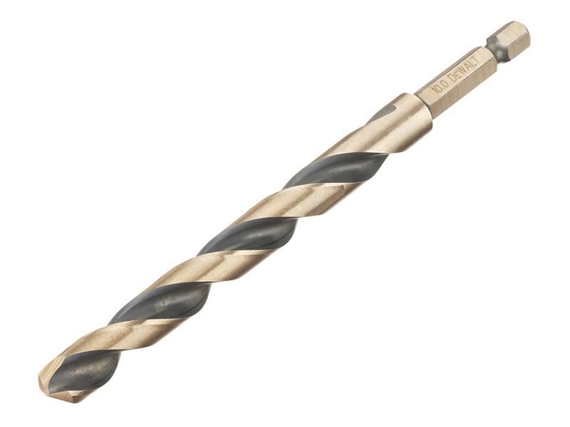 Broca HSS-G Hexagonal DeWalt Black & Gold, 10.0mm, Cana 1/4in