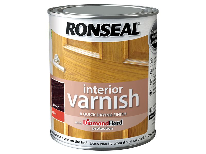 Ronseal Quick Dry Gloss Walnut Interior Varnish, 750ml