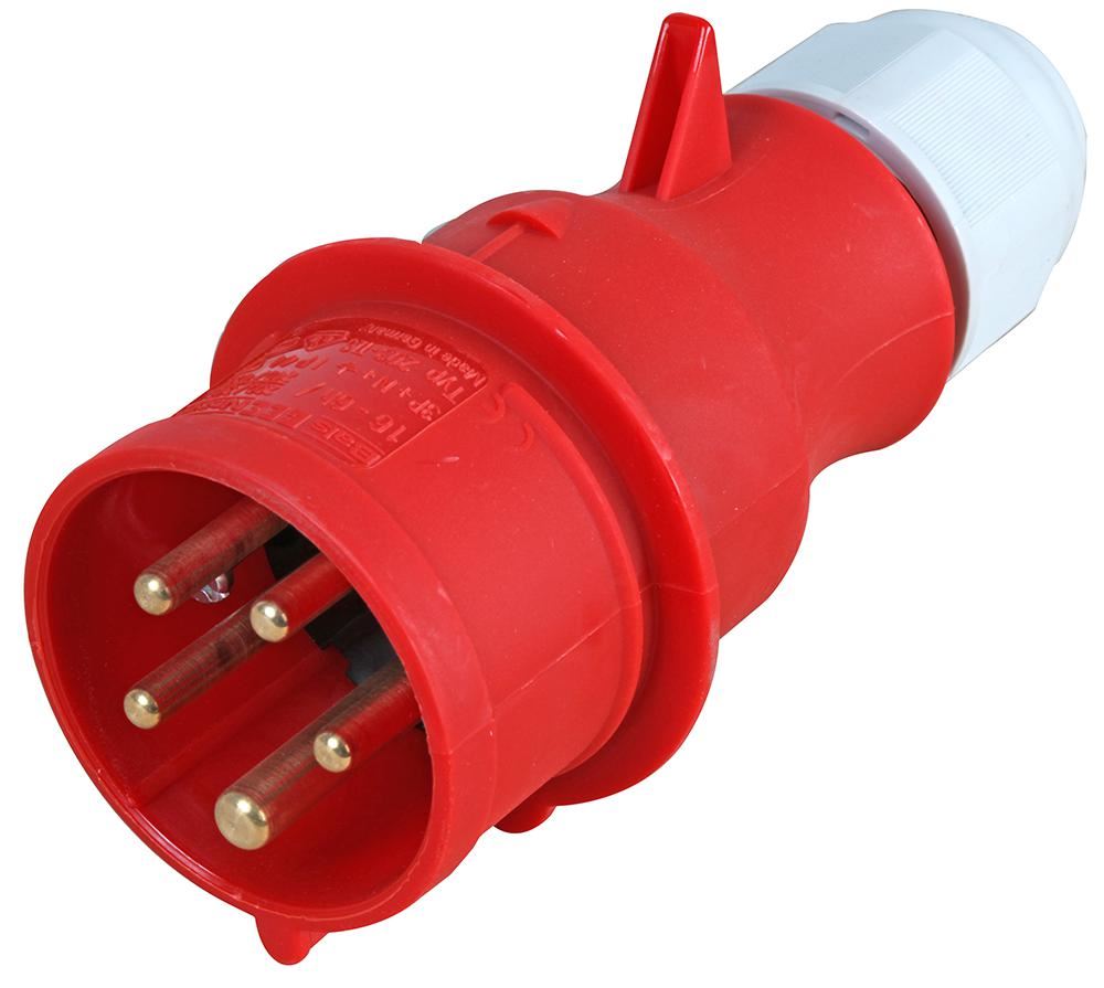 CEENORM 32A 415V Kabelbevestiging Multi-Grip CEE Plug, 3P+N+E, Rood, IP44