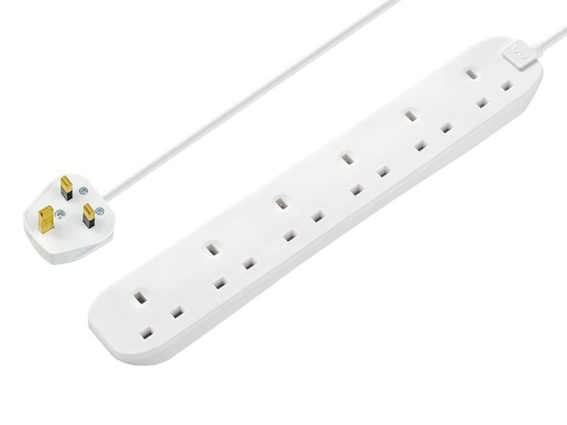 Masterplug 6口タップ ホワイト 2m 13A