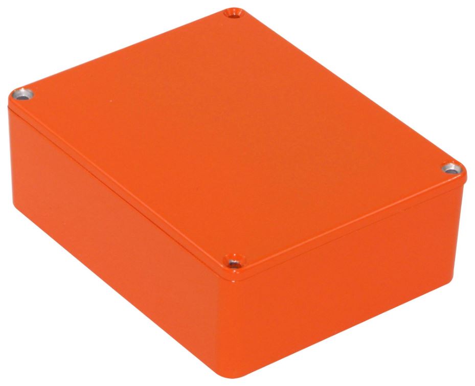 HAMMOND IP54 Orange Stomp Box Aluminium Enclosure 120x94x42mm