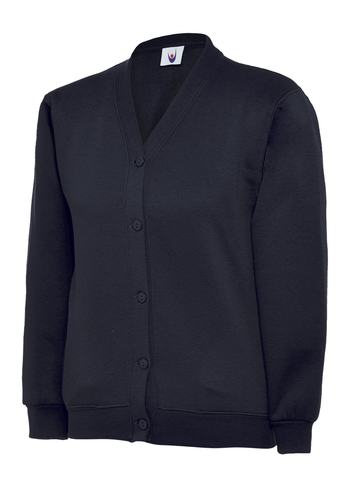 Uneek Kids' Navy Cardigan, 50% Polyester 50% Cotton, Size 9/10 Years