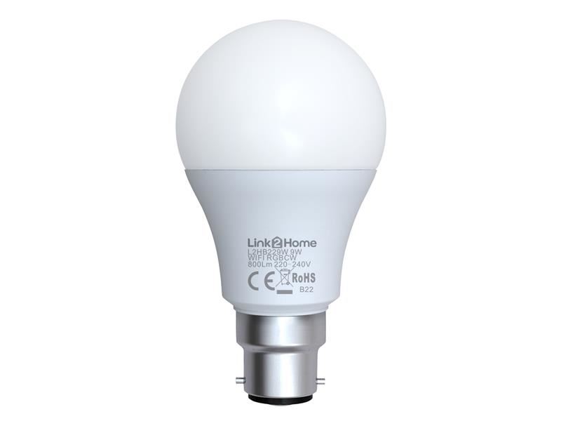 Link2Home Wi-Fi LED BC (B22) Dimmable Bulb, White + RGB, 800 lm
