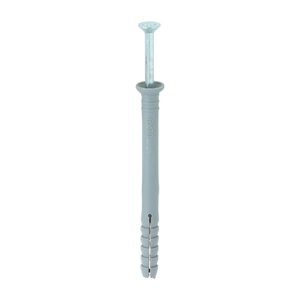 Timco Nylon Hammer Fixing PZ Zinc, 6.0 x 70mm, 200pc