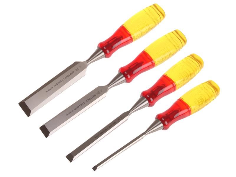 IRWIN Marples M373 Bevel Edge Chisels, Splitproof Handle, 4-Piece Set