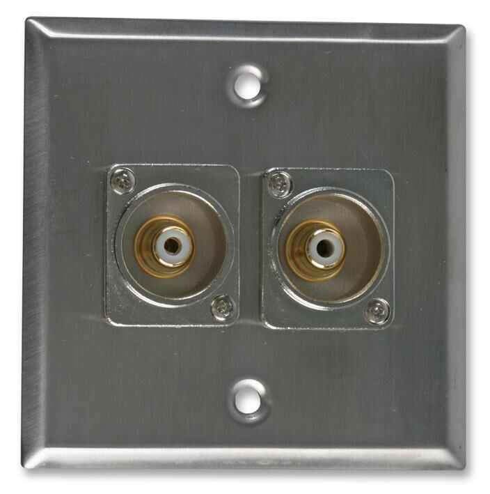 Pro Signal Steel AV Wall Plate with 2 RCA Sockets