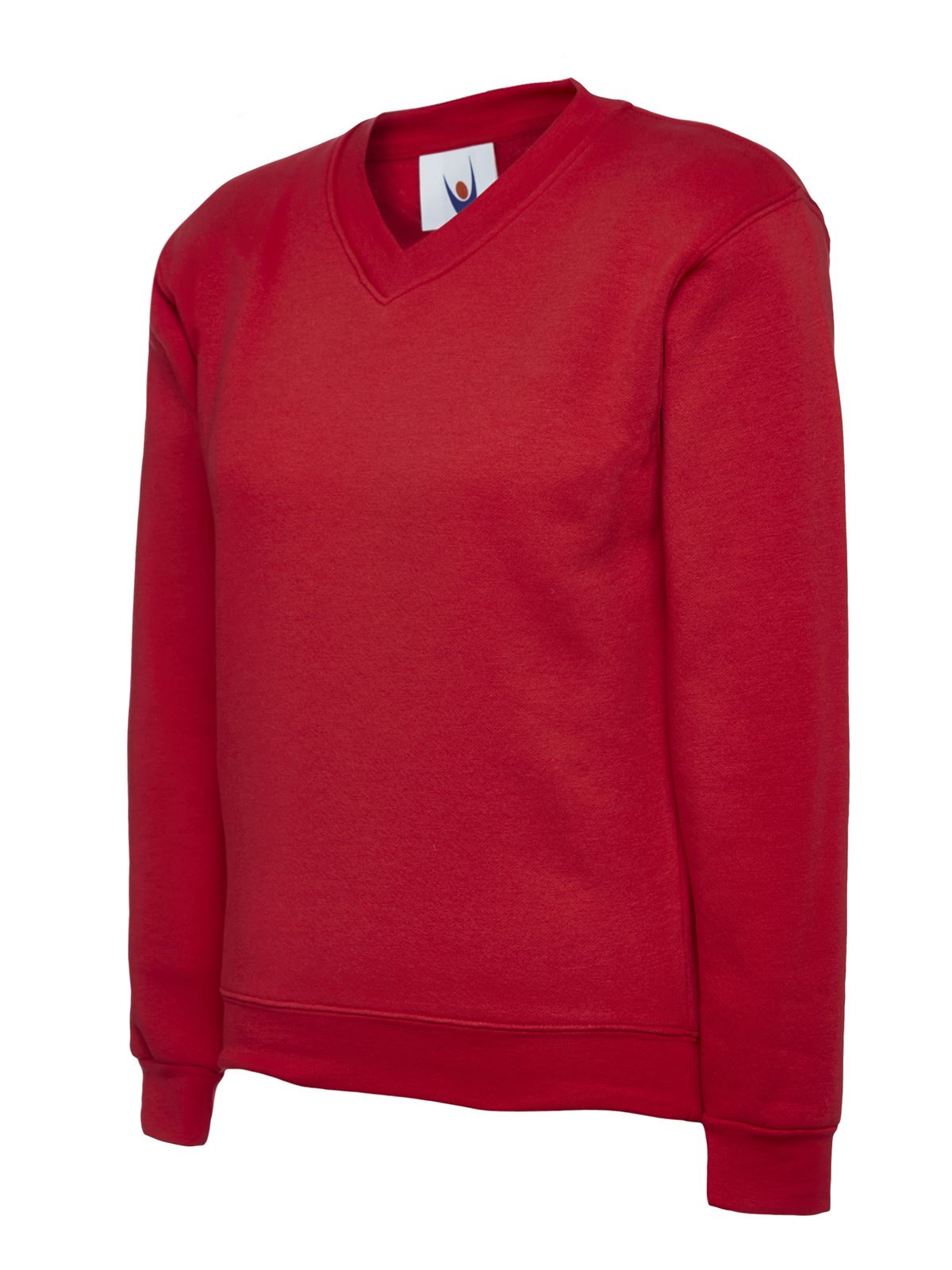 Uneek Kids' V-Neck Sweatshirt - 50% Polyester 50% Cotton - Red - Age 7/8