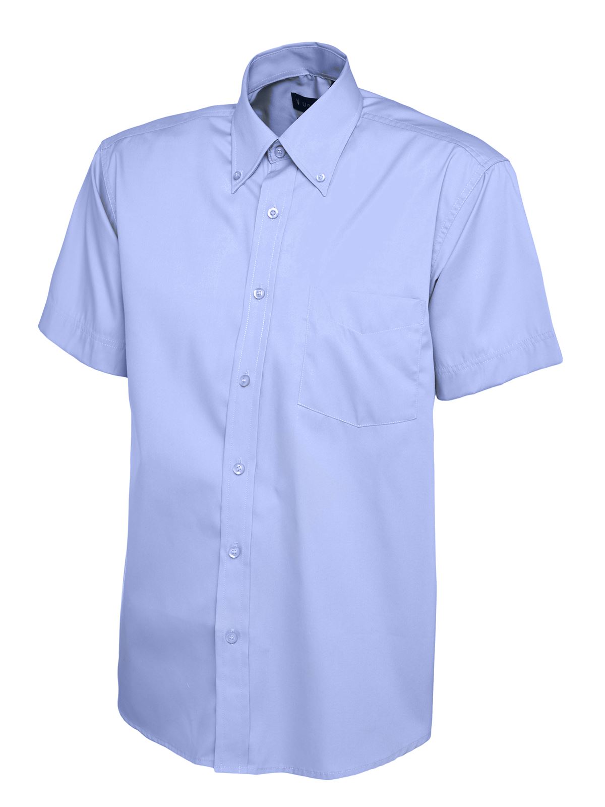 Uneek Men's Pinpoint Oxford Shirt - 70% Cotton - Mid Blue - 19.5in