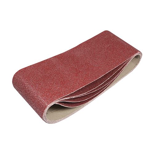Timco Sanding Belts, Aluminium Oxide, 40 Grit, Red, 100 x 610mm, 5 Pack