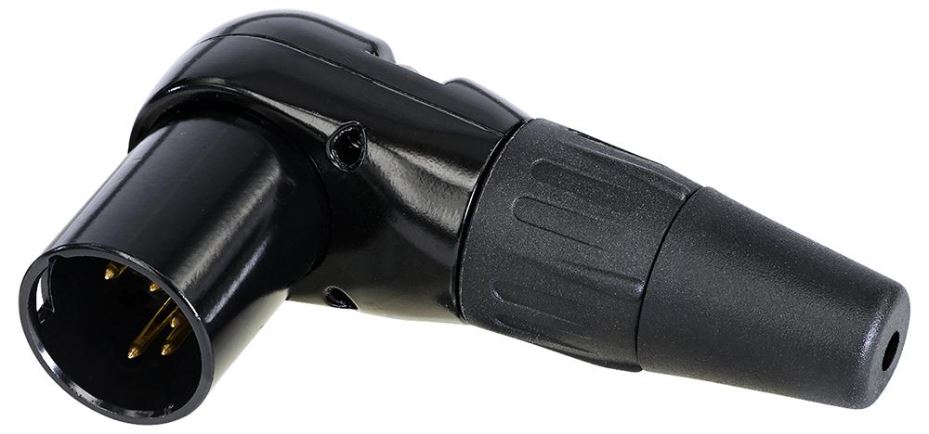 Connecteur XLR 5 broches à angle droit REAN RC5MR, contacts argentés