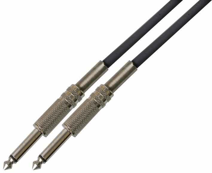 Pulse 6,35mm Mono Jack naar Jack Gitaarkabel, 5m Zwart