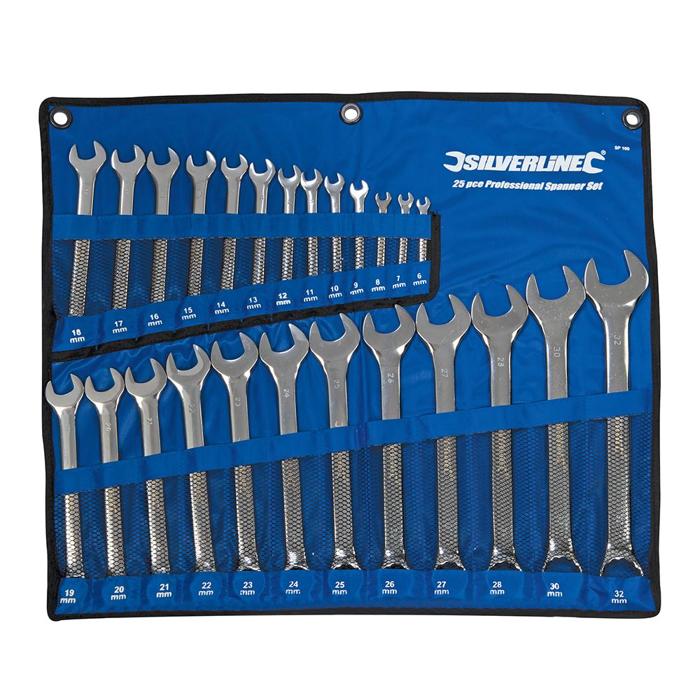Silverline Jeu de clés mixtes, 25 pièces, 6-32mm, Chrome Vanadium