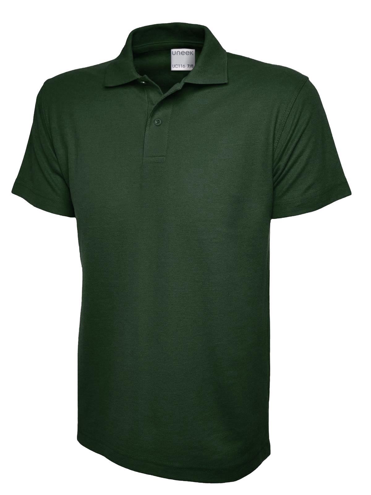 Uneek Unisex Ultra Cotton Polo Shirt - Bottle Green - 9/10 Years