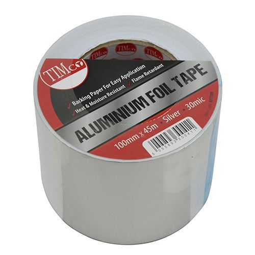 Timco Aluminium Foil Tape, 100mm x 45m, Silver