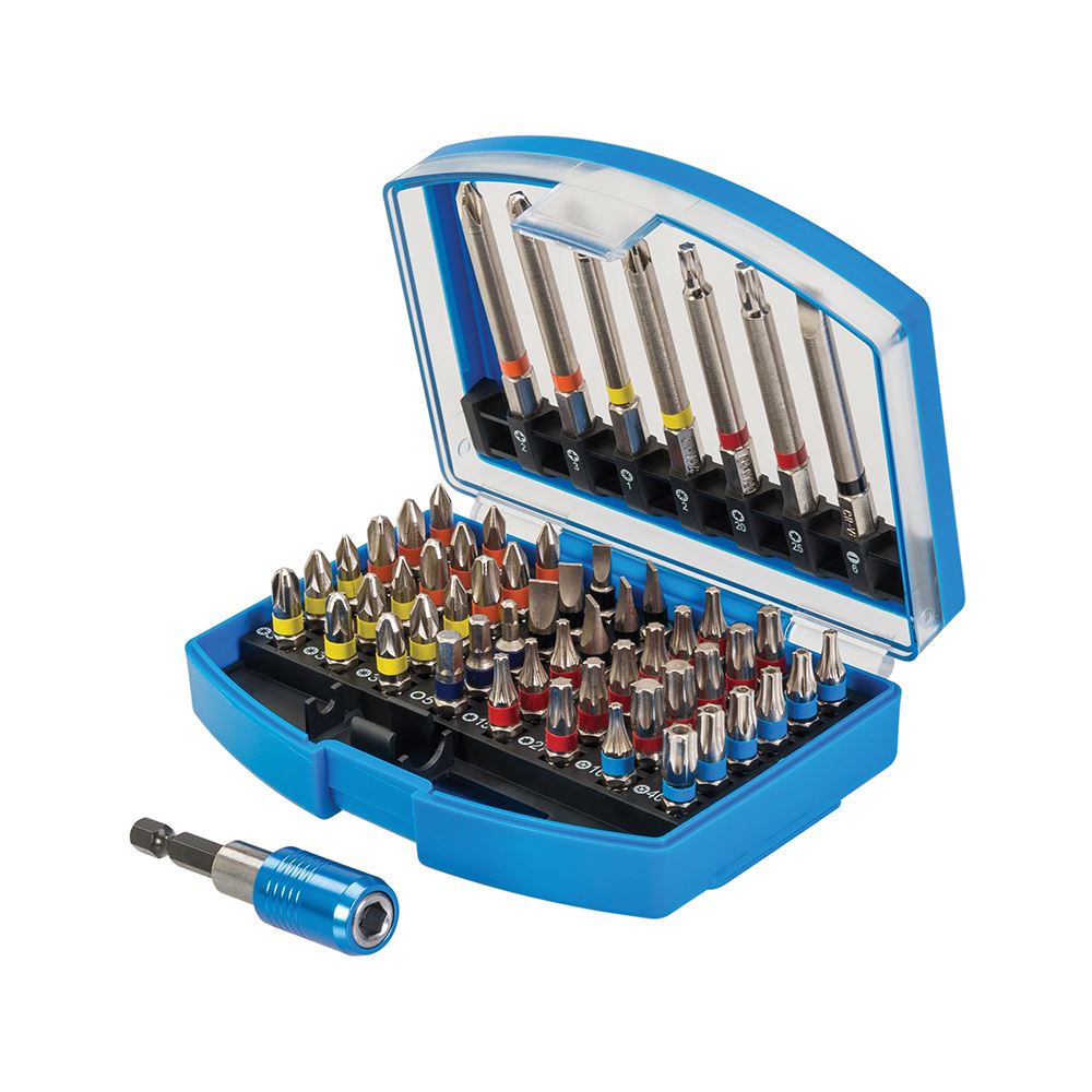 Silverline Colour-Coded 56-Piece Bit Set, Chrome Vanadium Steel