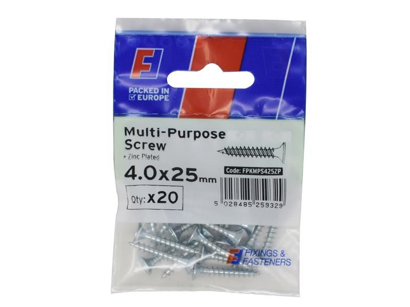 ForgeFix - Scriú Pozi Ilchuspóireach CSG Pláistithe Sinc 4.0 x 25mm, Pac 20