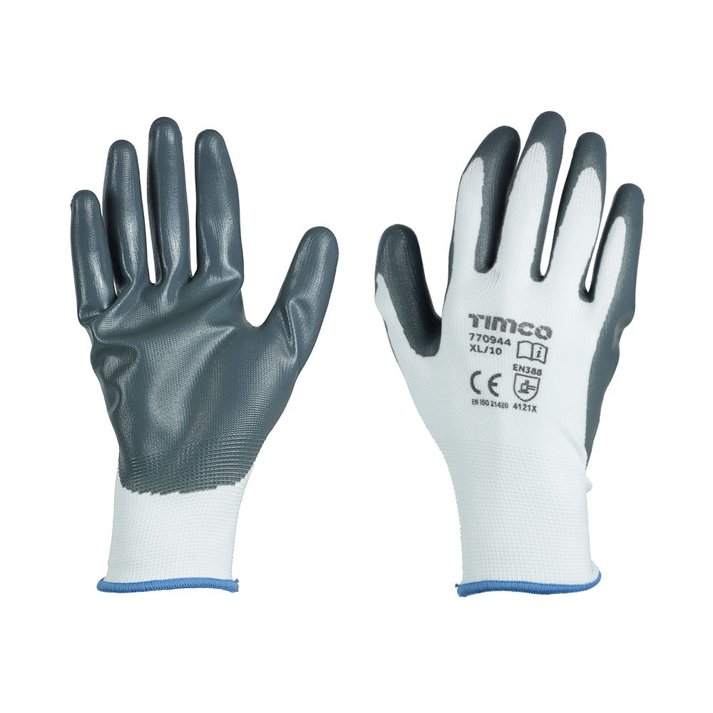 Timco Secure Grip Gloves - Nitrile Foam Coated, XL (Size 10)