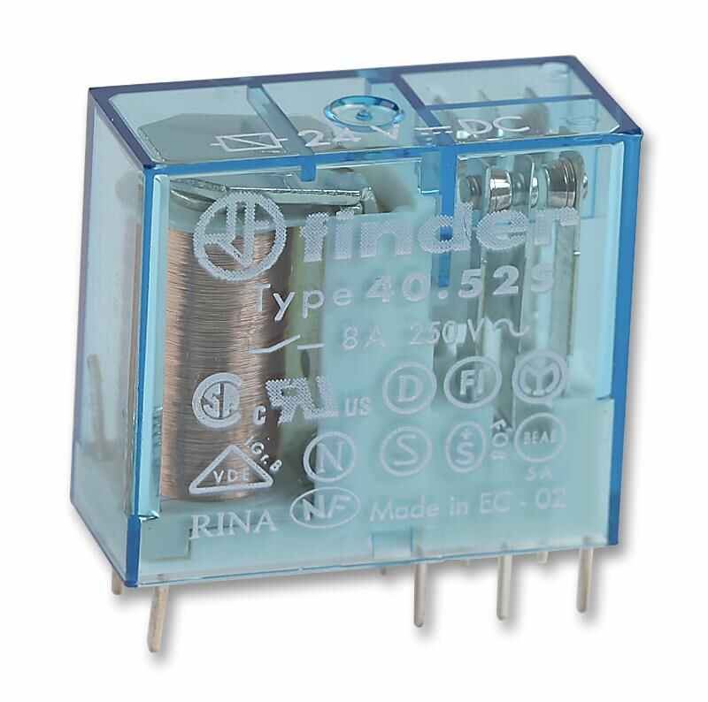 FINDER ממסר PCB, 5A DPCO, 24V DC עם התקנת DIN Rail