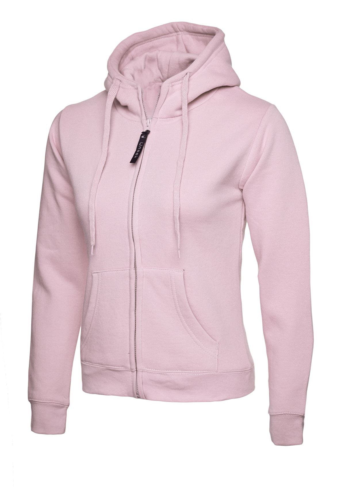 Uneek Women's Classic Full Zip Hooded Sweatshirt, Pink, Size L