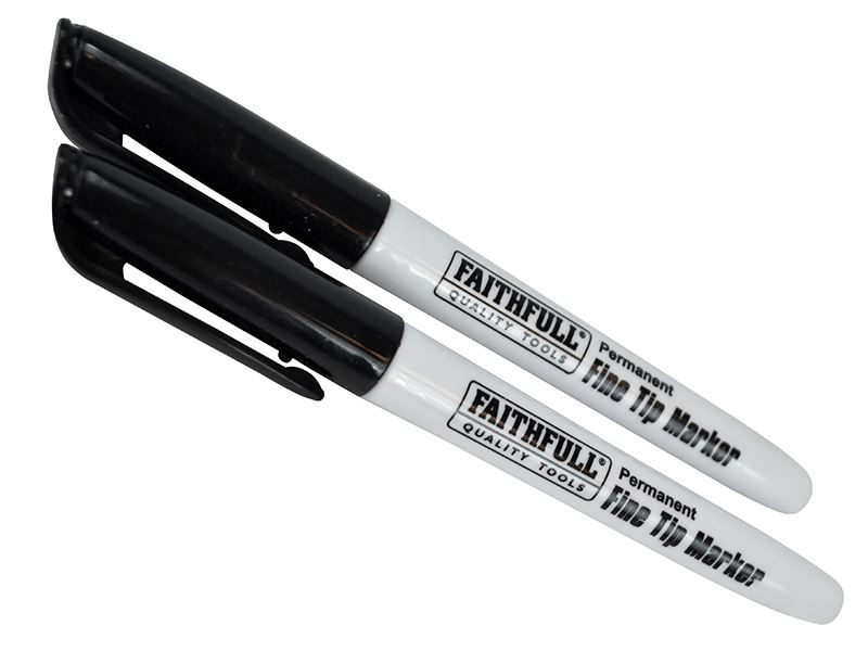 Faithfull Fibertip Markeerstift, Zwart, Verpakking van 2