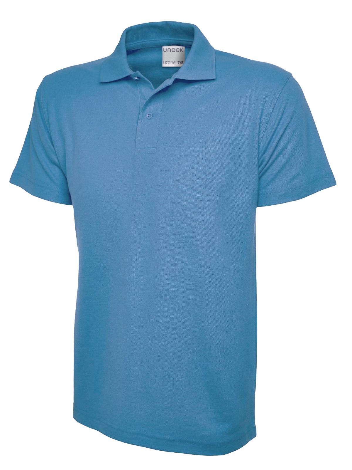 Uneek Unisex Cotton Polo Shirt, Sky, 7/8 Years